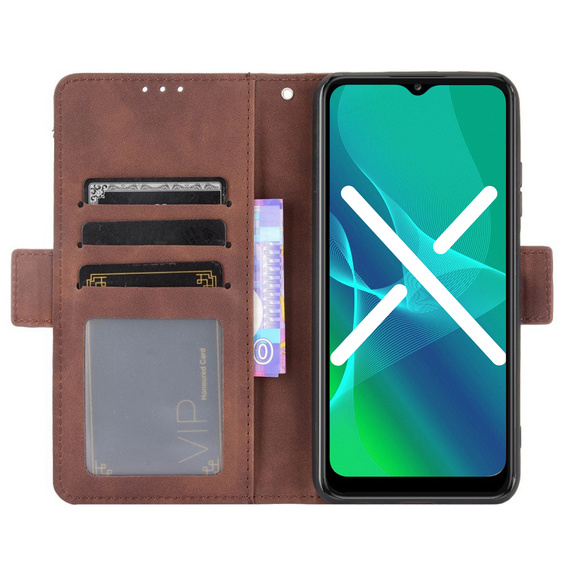 Θήκη με πτερύγιο για Oppo Reno7 Lite 5G, Card Slot, καφέ