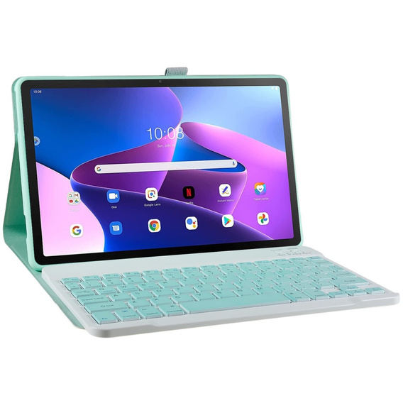 Θήκη + πληκτρολόγιο Lenovo Tab M10 Plus Gen 3 TB-125F TB-128F, πράσινη