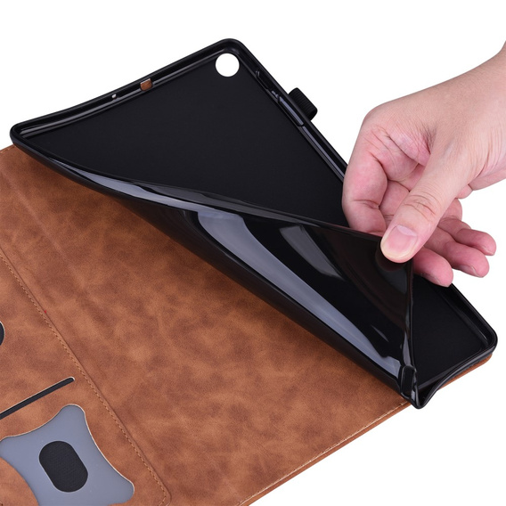 θήκη για Samsung Galaxy Tab S10 FE+ Plus, Classic, με υποδοχή γραφίδας, καφέ
