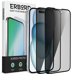 2x Μετριασμένο γυαλί απορρήτου για iPhone 15 Plus, ERBORD Anti-Spy