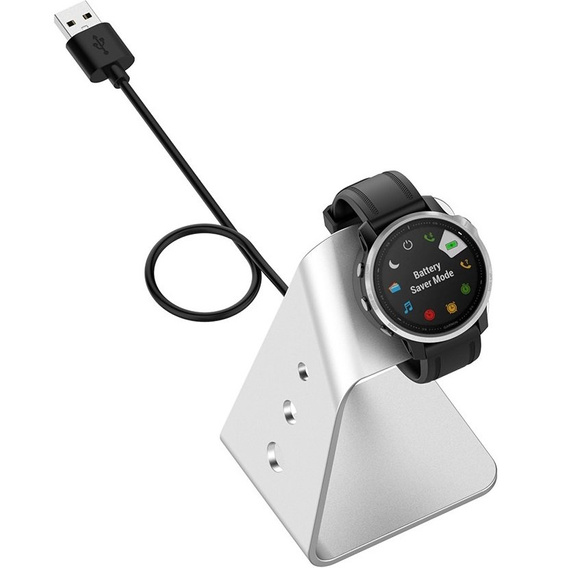 Σταθμός σύνδεσης USB αλουμινίου για Garmin Fenix 7/7S/7X/6/6X/6S, ασημί