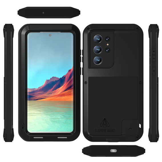 Love Mei Θήκη για Samsung Galaxy S22 Ultra, armored without glass, μαύρη