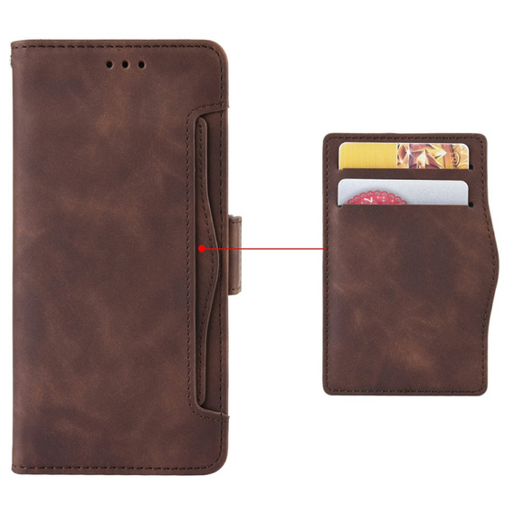 Θήκη με πτερύγιο για Honor Magic 7 Pro, Card Slot, καφέ