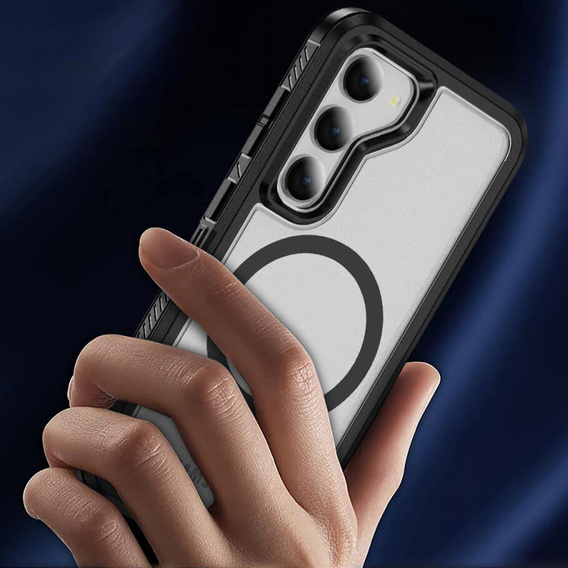 Θήκη με πλαίσιο για Samsung Galaxy S23 FE, για MagSafe, διαφανής / μαύρη