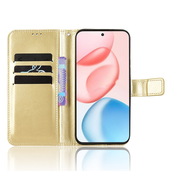 Θήκη με πτερύγιο για Honor 400 5G, Crazy Horse Wallet, χρυσή