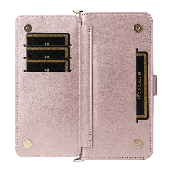 Θήκη με πτερύγιο για Oppo Reno 13 5G, Crossbody Leather Wallet, ροζ