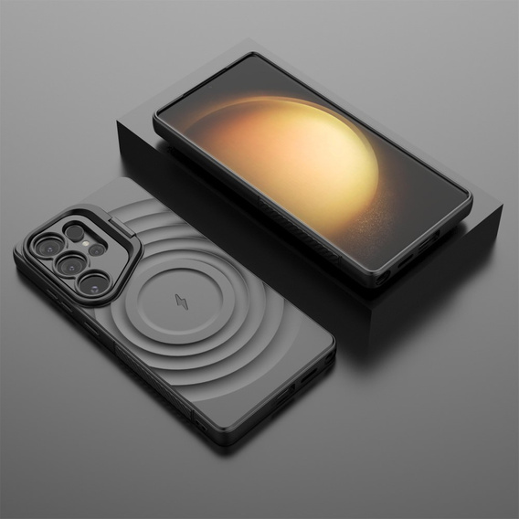 Θήκη για Samsung Galaxy S25 Ultra, Ripple Kickstand, για MagSafe, μαύρη