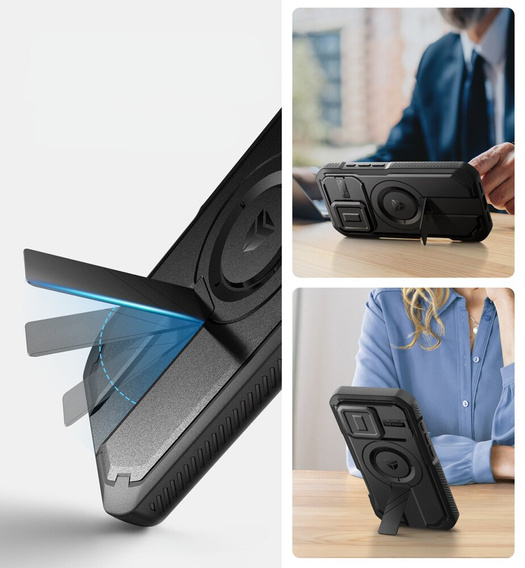 Θωρακισμένη θήκη για iPhone 16 Pro Max, Dexnor CamProtect MagSafe, μαύρη (Δύο πλαίσια)