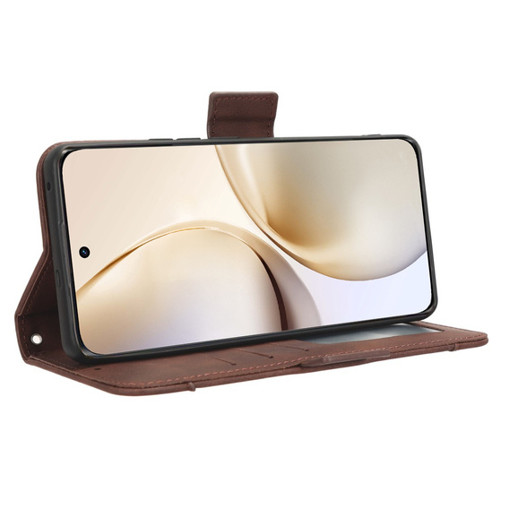 Θήκη με πτερύγιο για Realme 14 Pro 5G, Card Slot, καφέ