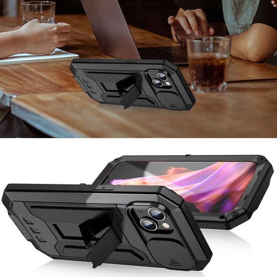 Θήκη για iPhone 15 Plus, R-JUST CamShield Slide, θωρακισμένη, μαύρη