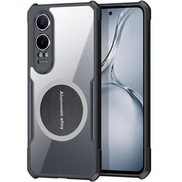 Θήκη για OnePlus Nord CE4 Lite, με μαγνητική πλάκα, διαφανής / μαύρη