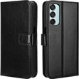 Θήκη με πτερύγιο για Samsung Galaxy M15 5G, Crazy Horse Wallet, μαύρη