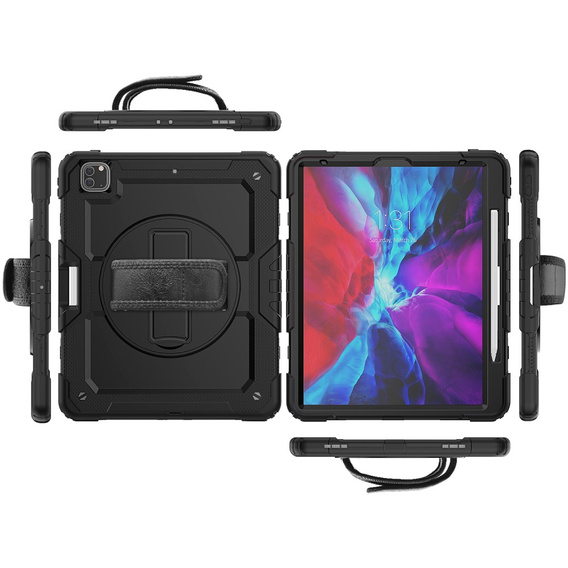 Θωρακισμένη θήκη για iPad Pro 12.9 2022 / 2021 / 2020 / 2018, προστατευτική 360 με χώρο για γραφίδα, μαύρη