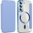 Θήκη με πτερύγιο για Samsung Galaxy S22 5G, RFID Wallet MagSafe CamShield, μπλε