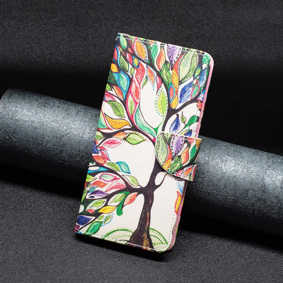 Θήκη με πτερύγιο για Samsung Galaxy M34, Wallet, tree of life, λευκή