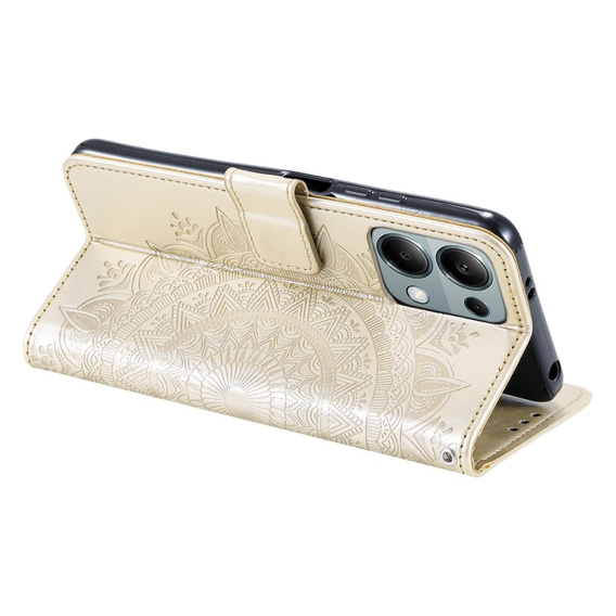 Θήκη με πτερύγιο για Xiaomi Redmi Note 13 Pro 4G / Xiaomi Redmi Note 14S / Xiaomi Poco M6 Pro 4G, Mandala, χρυσή