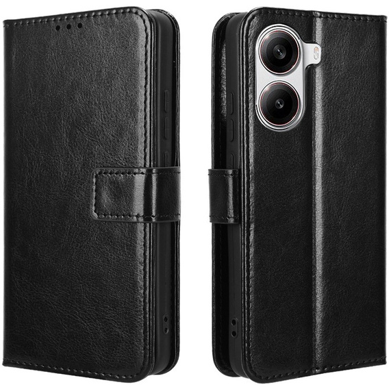 Θήκη με πτερύγιο για Xiaomi Poco X7 Pro 5G, Crazy Horse Wallet, μαύρη