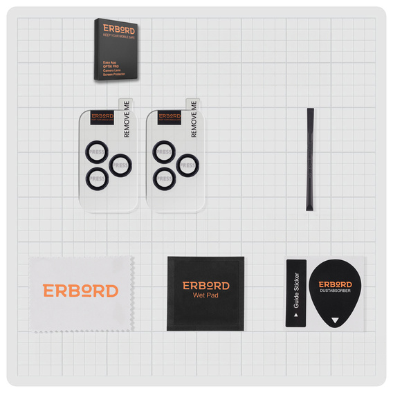 2x ERBORD OPTIK Pro μετριασμένο γυαλί για κάμερα iPhone 16 Pro/16 Pro Max / 15 Pro/15 Pro Max/14 Pro/14 Pro Max, μπλε τιτανίου