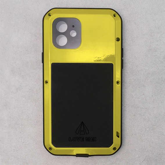Love Mei Θήκη για iPhone 12 Mini, armored with glass, κίτρινη