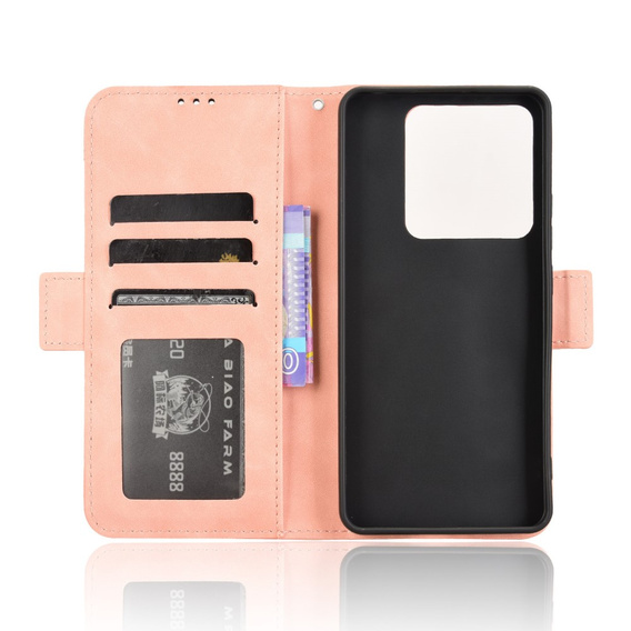 Θήκη με πτερύγιο για Xiaomi Poco M7 Pro 5G, Card Slot, ροζ