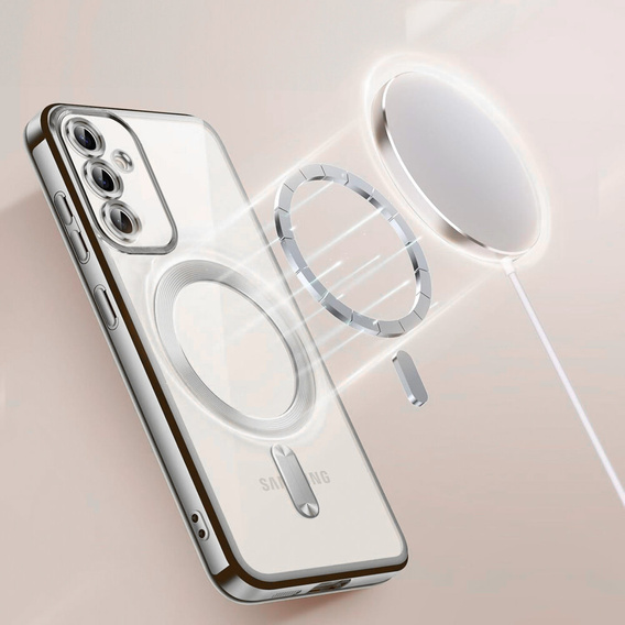 Θήκη για Samsung Galaxy S23, Electro MagSafe, ασημένια + Γυαλί για την οθόνη