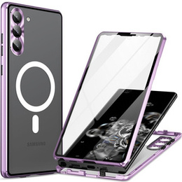 Μαγνητική θήκη MagSafe Dual Glass για Samsung Galaxy S23+ Plus, μωβ