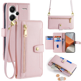 Θήκη με πτερύγιο για Xiaomi Redmi Note 13 Pro+, Wallet Zipper Pocket, ροζ