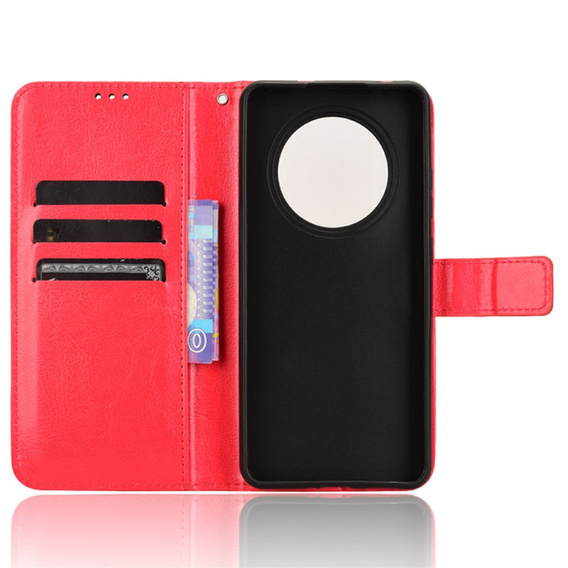 Θήκη με πτερύγιο για Oppo Reno 12FS / 12F, Crazy Horse Wallet, κόκκινη
