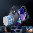 Θήκη για iPhone 13, για MagSafe, ERBORD Μatt Case, μαύρη + Γυαλί οθόνης