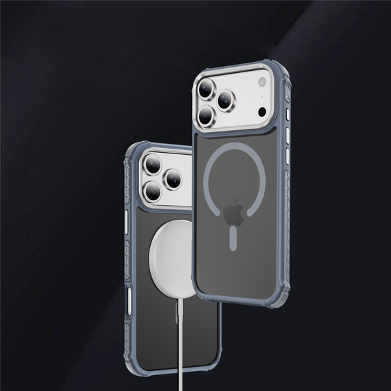 Ματ θήκη για iPhone 17 Pro Max, θωρακισμένη, για MagSafe, καπνιστή με γκρι πλευρές