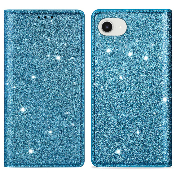 θήκη iPhone 16E, Card Slot Glittery, μπλε