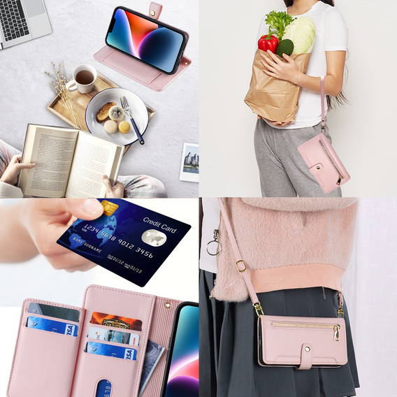 Θήκη με πτερύγιο για Xiaomi Redmi Note 13 Pro 5G, Wallet Zipper Pocket, ροζ