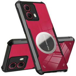 Θήκη για Motorola Edge 50 Fusion 5G, με μαγνητική πλάκα, διαφανής / μαύρη