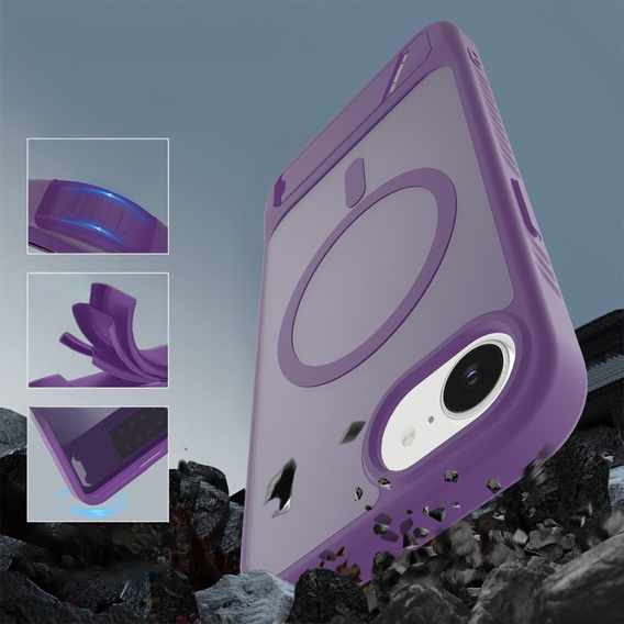 Θήκη για iPhone 16E, Kickstand Matt Case, για MagSafe, μωβ