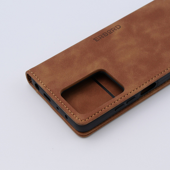 Θήκη για Xiaomi Redmi Note 12 5G / Poco X5 5G, ERBORD Vintage, πορτοφόλι με πτερύγιο, καφέ
