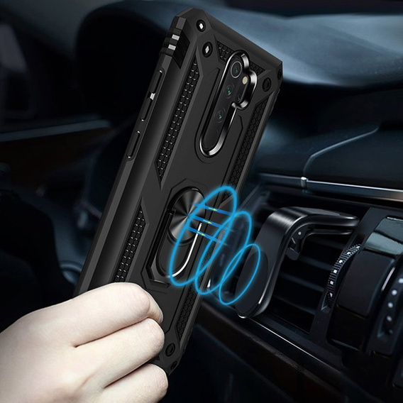 θωρακισμένη θήκη για Xiaomi Redmi Note 8 Pro, Nox Case Ring, μαύρη