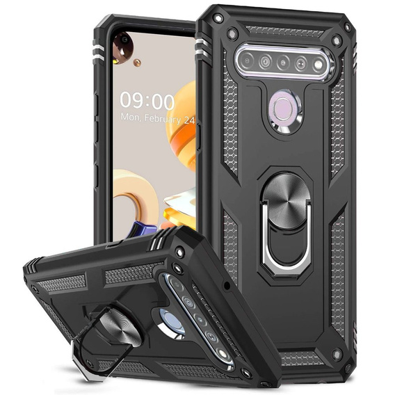 θωρακισμένη θήκη για LG K61, Nox Case Ring, μαύρη