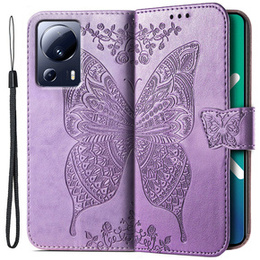 Θήκη με πτερύγιο για Xiaomi 13 Lite, Butterfly, μωβ