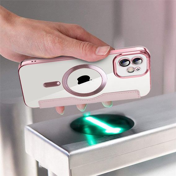 Θήκη με πτερύγιο για iPhone 11, RFID Wallet MagSafe CamShield, ροζ rose gold