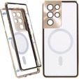 Μαγνητική θήκη MagSafe Dual Glass για Samsung Galaxy S21 Ultra, χρυσή