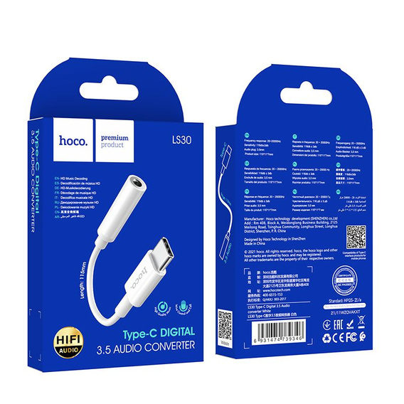 Προσαρμογέας AUX USB C σε Jack 3,5 mm Hoco LS30