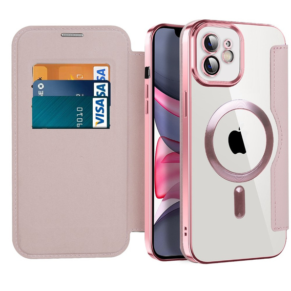 Θήκη με πτερύγιο για iPhone 11, RFID Wallet MagSafe CamShield, ροζ rose gold