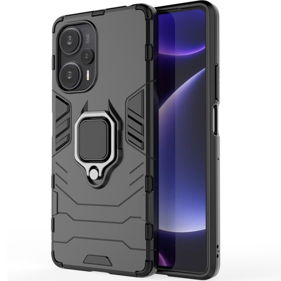 Θήκη για Poco F5 5G, Kickstand Ring, μαύρη