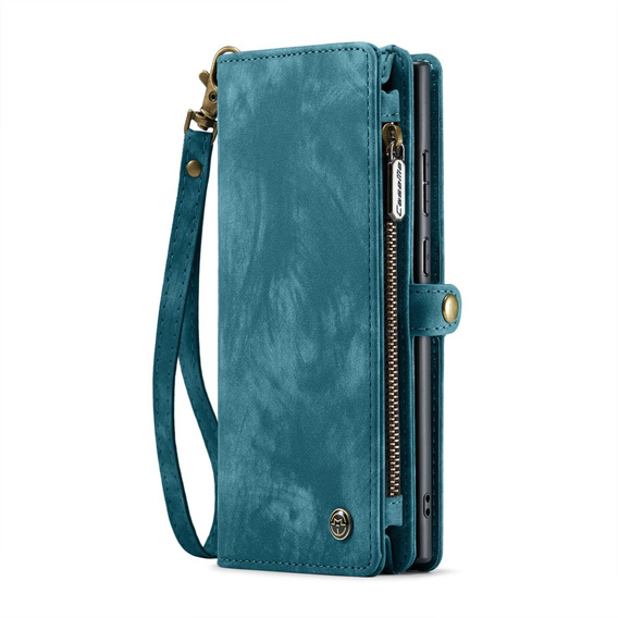 CASEME θήκη για Samsung Galaxy S25 Ultra, Retro Leather Wallet, με λουράκι, πράσινη