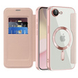 Θήκη με πτερύγιο για iPhone 16E, RFID Wallet MagSafe CamShield, ροζ