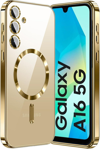 Θήκη για Samsung Galaxy A16, Electro MagSafe, χρυσή + Γυαλί για την οθόνη