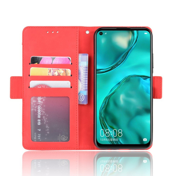 Θήκη με πτερύγιο για Huawei P40 Lite, Card Slot, κόκκινη