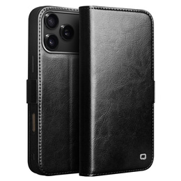 QIALINO Γνήσια θήκη από δέρμα αγελάδας για iPhone 17 Pro, μαύρο