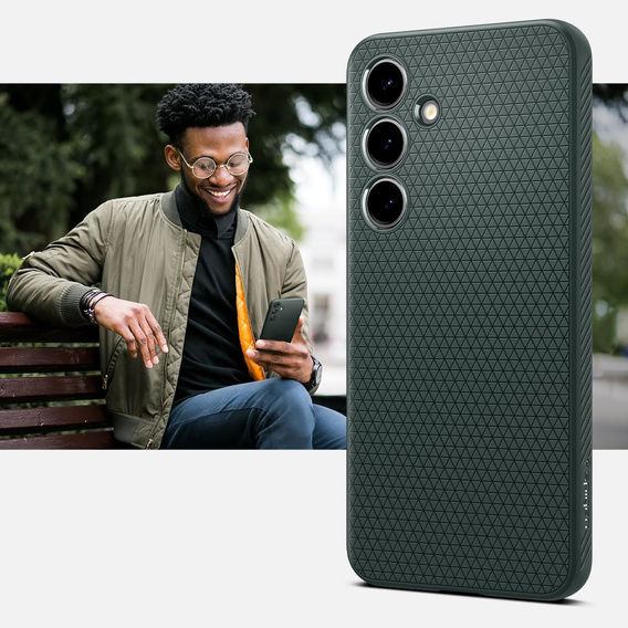 θήκη Spigen για Samsung Galaxy S24, Liquid Air, πράσινη + μετριασμένο γυαλί 9H