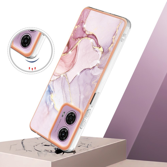 Προστατευτική θήκη για Motorola Moto G24 / G24 Power / G04, Marble Slim Case, ροζ